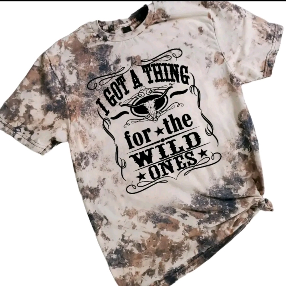 New Wild Ones Sublimation Cowhide Bleached Tee